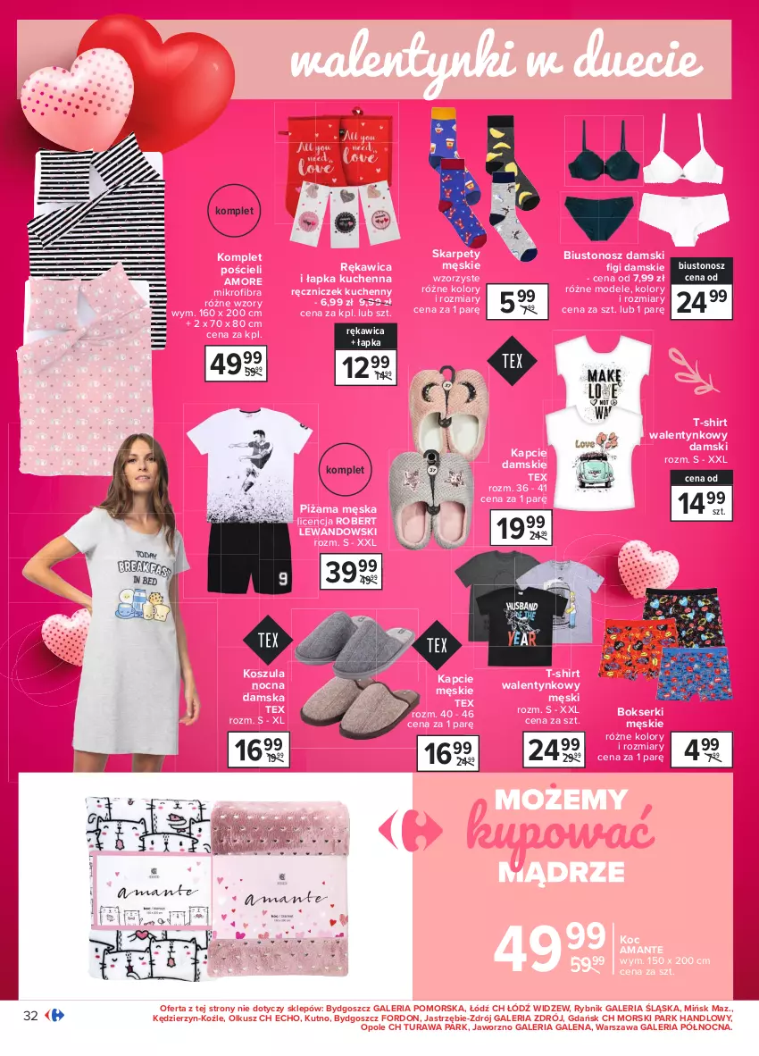 Gazetka promocyjna Carrefour - Gazetka Carrefour - ważna 01.02 do 13.02.2021 - strona 32 - produkty: Biustonosz, Bokserki, Figi, Kapcie, Karp, Koc, Komplet pościeli, Kosz, Koszula, Koszula nocna, Piżama, Pościel, Ser, T-shirt, Znicz