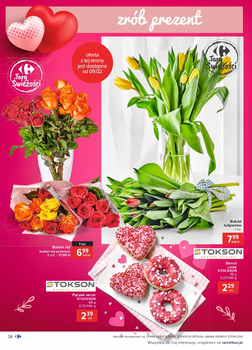 Gazetka promocyjna Carrefour - Gazetka Carrefour - ważna 01.02 do 13.02.2021 - strona 34 - produkty: Bukiet, Donut, Pączek, Półka, Ser, Stock, Tulipan