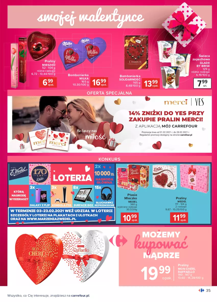 Gazetka promocyjna Carrefour - Gazetka Carrefour - ważna 01.02 do 13.02.2021 - strona 35 - produkty: Fa, Milka, Mleczko, Mon Chéri, Praliny, Ptasie mleczko, Raffaello