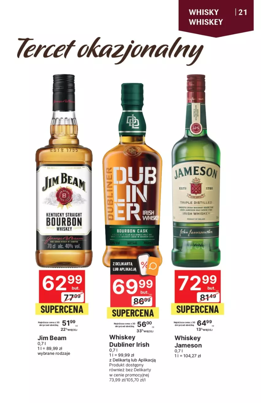 Gazetka promocyjna Delikatesy Centrum - DeliBarek DC42/DC43 - ważna 26.10 do 08.11.2023 - strona 21 - produkty: Bourbon, Jameson, Jim Beam, Whiskey, Whisky