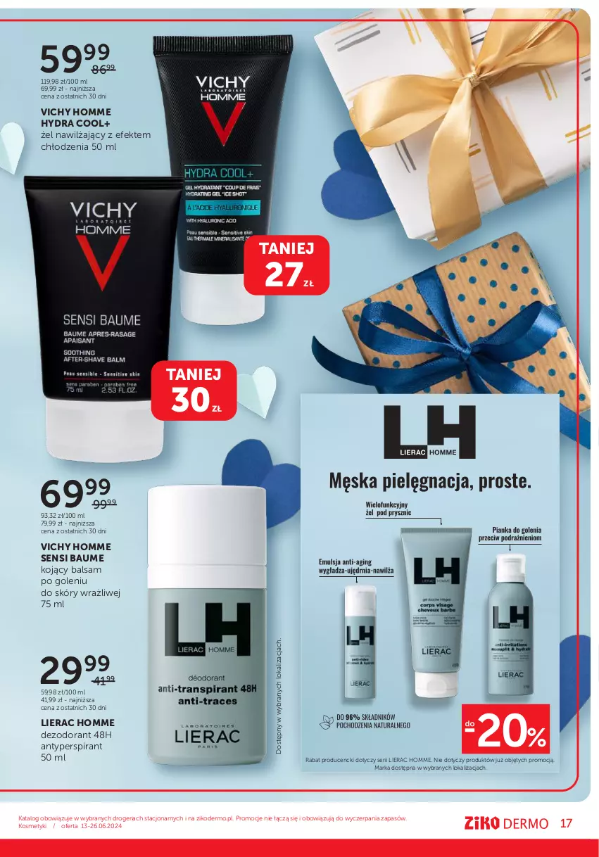 Gazetka promocyjna Ziko - Gazetka Ziko Dermo - ważna 13.06 do 26.06.2024 - strona 17 - produkty: Antyperspirant, Balsam po goleniu, Dezodorant, Lierac, Ser, Vichy