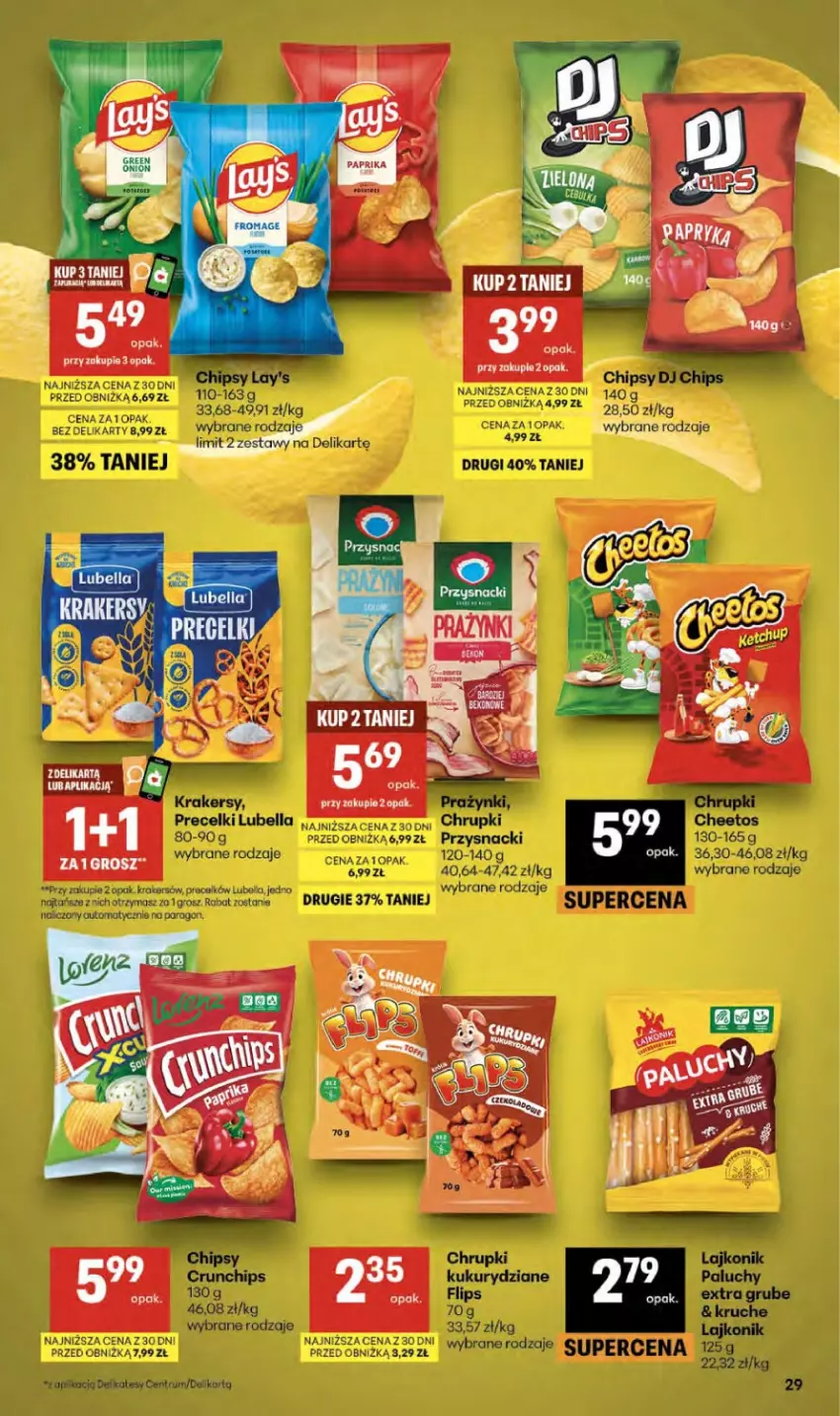 Gazetka promocyjna Delikatesy Centrum - Franczyza DC36 Czwartek - ważna 03.09 do 09.09.2026 - strona 29 - produkty: Bell, Bella, Chipsy, Chrupki, Fa, Krakersy, Lajkonik, Lubella, Precelki, Przysnacki