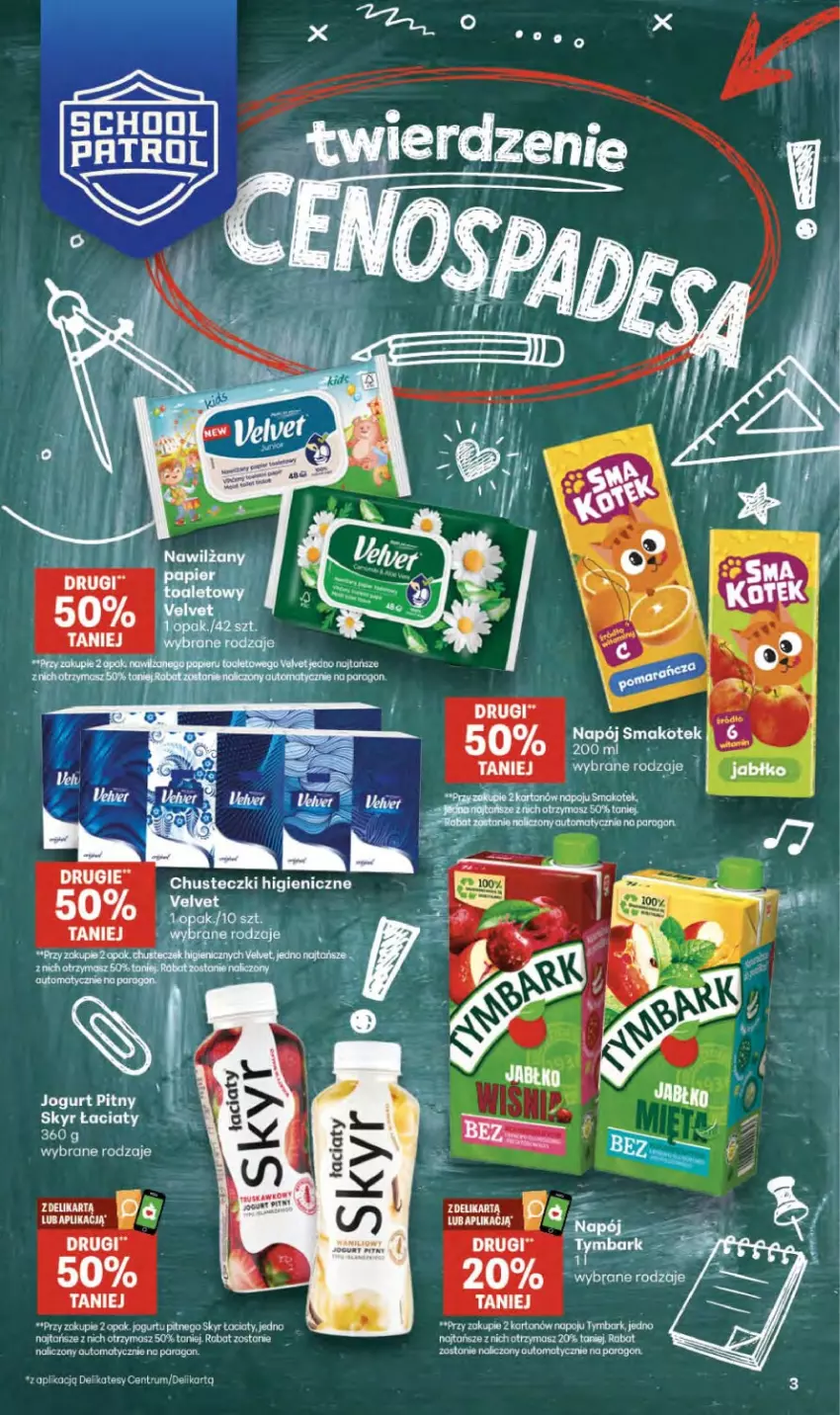 Gazetka promocyjna Delikatesy Centrum - Franczyza DC36 Czwartek - ważna 03.09 do 09.09.2026 - strona 3 - produkty: Chusteczki, Jogurt, Napój, Por, Rum, Tymbark, Velvet