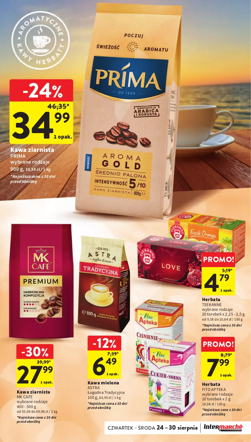 Gazetka promocyjna Intermarche - Gazetka Intermarche - ważna 24.08 do 30.08.2023 - strona 24 - produkty: Apteka, Herbata, Kawa, Kawa mielona, Kawa ziarnista, Prima, Teekanne