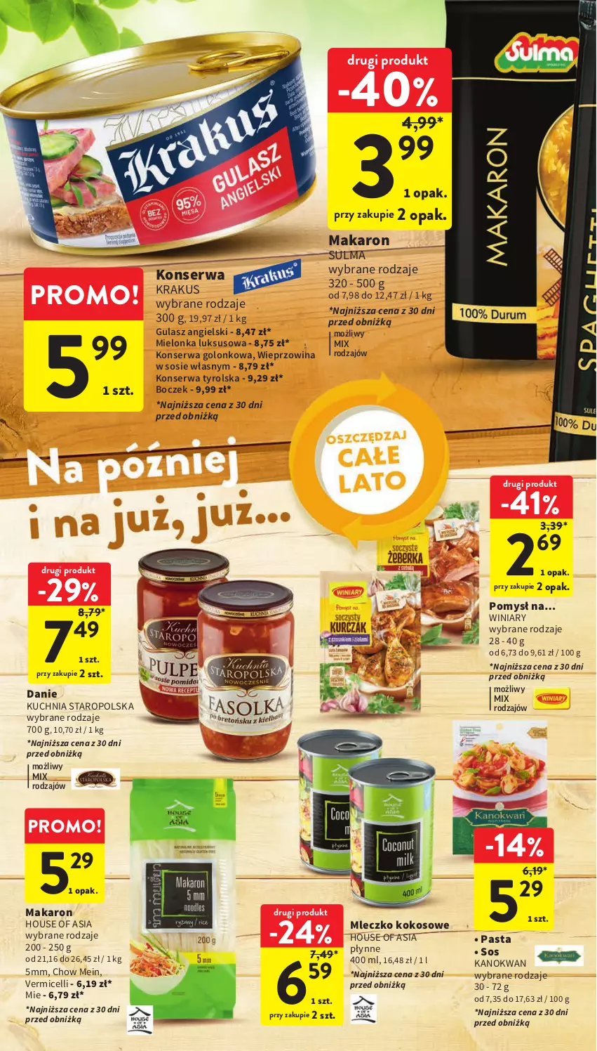 Gazetka promocyjna Intermarche - Gazetka Intermarche - ważna 24.08 do 30.08.2023 - strona 29 - produkty: Boczek, House of Asia, Kokos, Krakus, Kuchnia, Kuchnia Staropolska, Makaron, Mleczko, Ser, Sos, Wieprzowina, Winiary