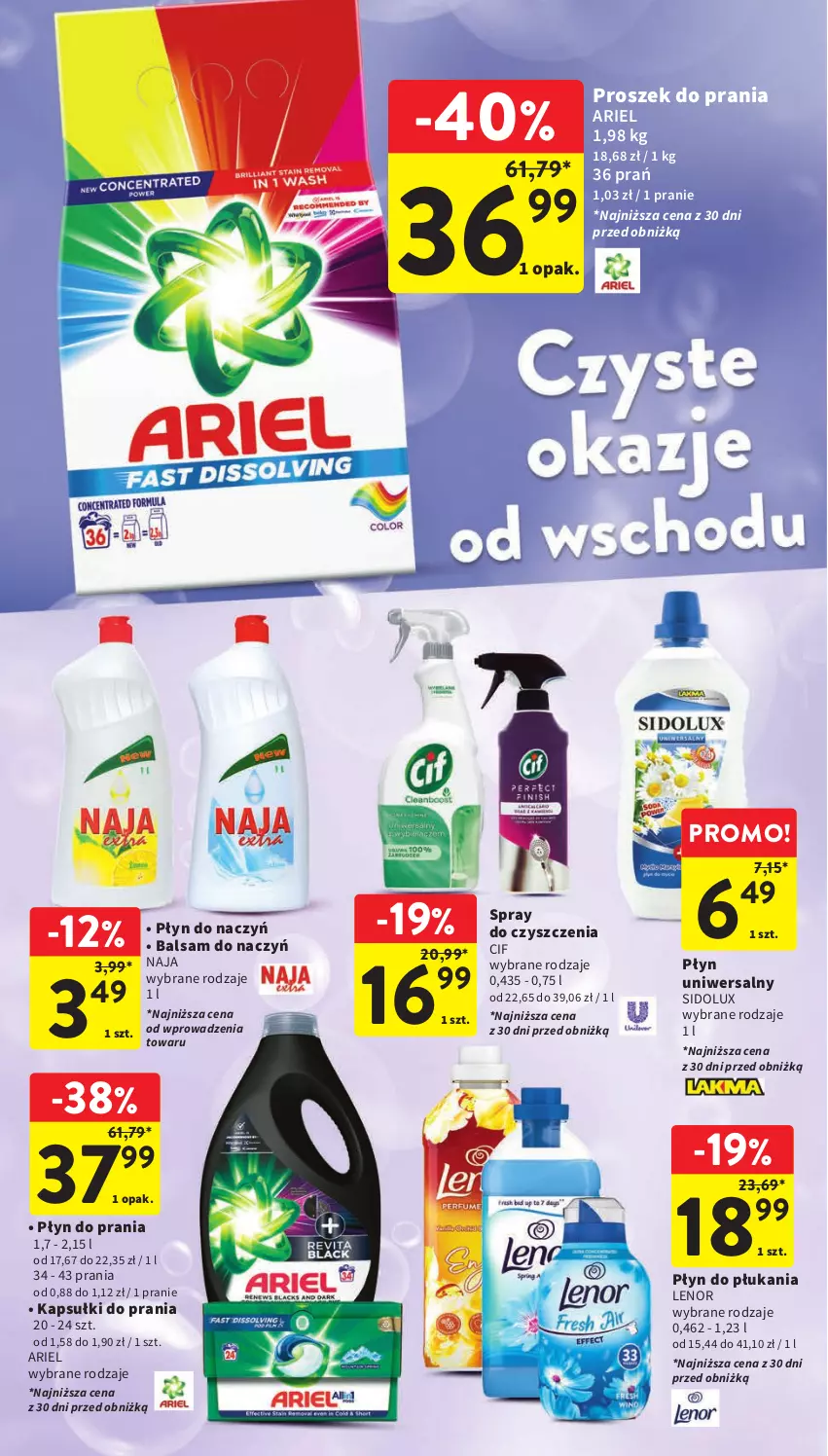 Gazetka promocyjna Intermarche - Gazetka Intermarche - ważna 24.08 do 30.08.2023 - strona 35 - produkty: Ariel, Cif, Kapsułki do prania, Lenor, Płyn do płukania, Płyn do prania, Proszek do prania, Sidolux, Spray do czyszczenia