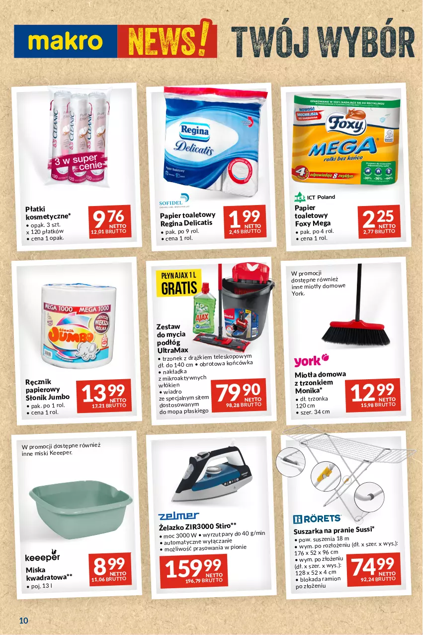 Gazetka promocyjna Makro - Najlepsze oferty - ważna 17.10 do 13.11.2023 - strona 10 - produkty: Ajax, Gin, Gra, Miotła, Miska, Mop, Papier, Płatki kosmetyczne, Rama, Ręcznik, Suszarka, Suszarka na pranie, Teleskop, Wiadro