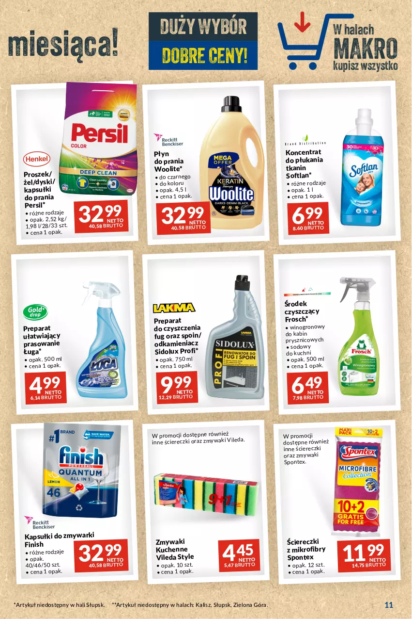 Gazetka promocyjna Makro - Najlepsze oferty - ważna 17.10 do 13.11.2023 - strona 11 - produkty: Finish, Frosch, Kapsułki do prania, Odkamieniacz, Persil, Płyn do prania, Preparat do czyszczenia, Sidolux, Vileda, Wino, Woolite