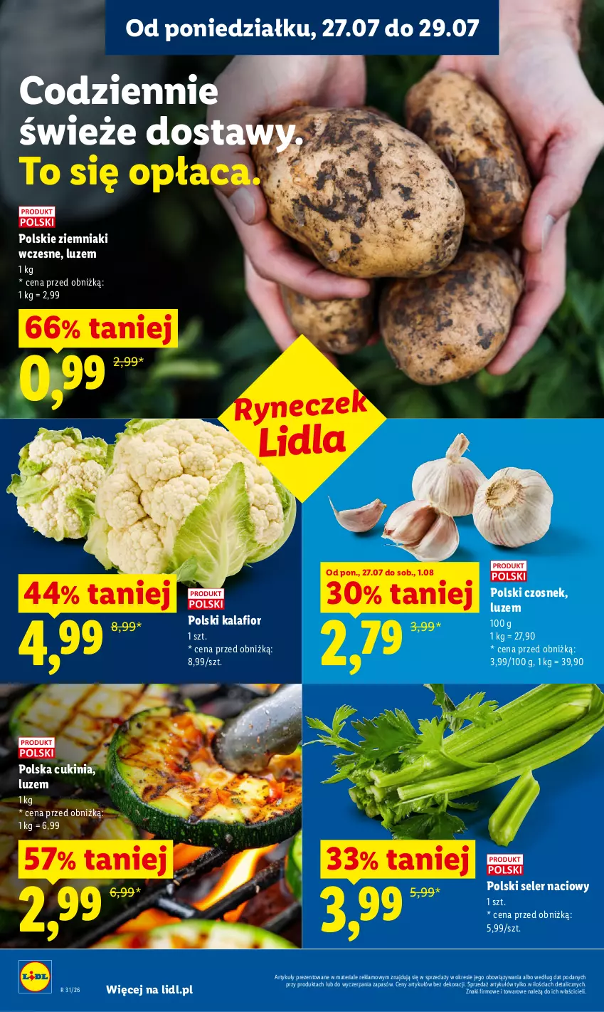 Gazetka promocyjna Lidl - Gazetka ważna od 27.07 do 29.07 - ważna 27.07 do 29.07.2026 - strona 44 - produkty: Czosnek, Kalafior, Seler naciowy, Ziemniaki