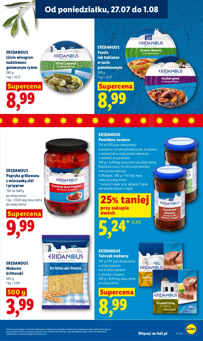 Gazetka promocyjna Lidl - Gazetka ważna od 27.07 do 29.07 - ważna 27.07 do 29.07.2026 - strona 51 - produkty: Fa, Fasola, Grill, Makaron, Olej, Papryka, Papryka grillowana, Pomidory, Ryż, Solan, Sos, Tuńczyk, Wino
