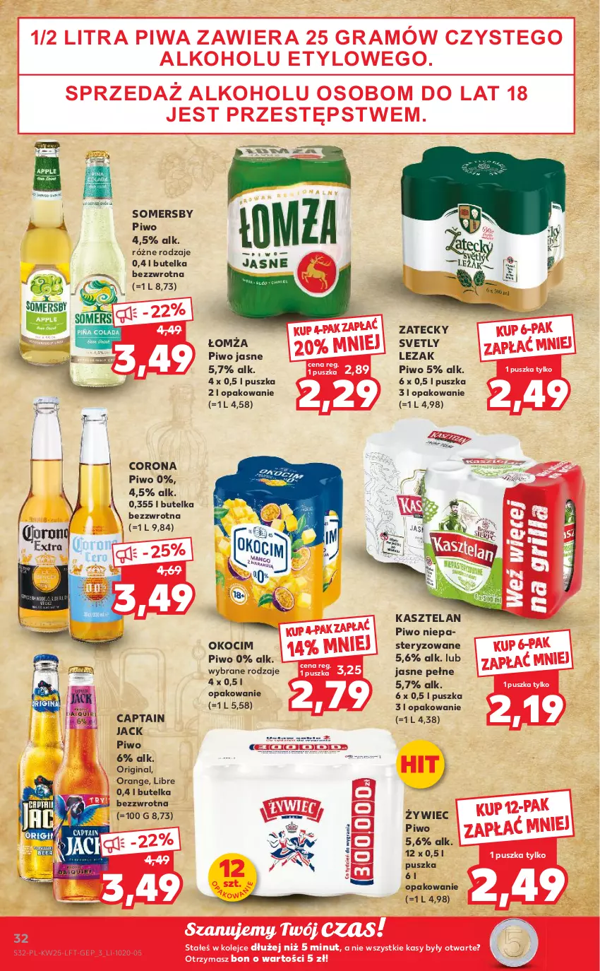 Gazetka promocyjna Kaufland - OFERTA TYGODNIA - ważna 23.06 do 29.06.2022 - strona 32 - produkty: Captain Jack, Gin, Gra, Kasztelan, Koc, Okocim, Olej, Piwa, Piwo, Piwo jasne, Somersby