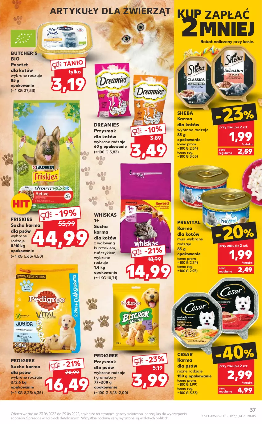 Gazetka promocyjna Kaufland - OFERTA TYGODNIA - ważna 23.06 do 29.06.2022 - strona 37 - produkty: Friskies, Gra, Kurczak, Mus, Pasztet, Pedigree, Rama, Sheba, Sucha karma, Tuńczyk, Whiskas