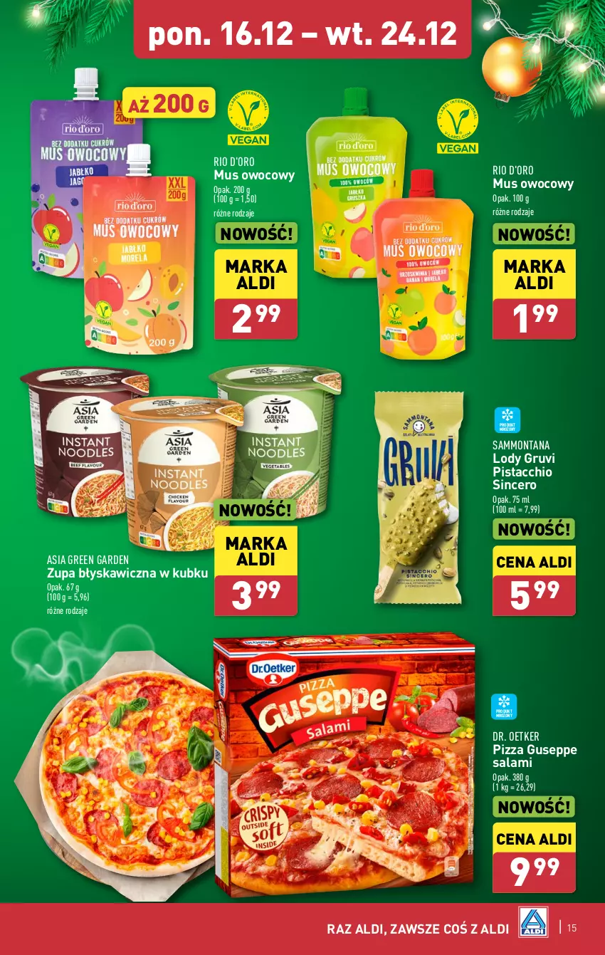 Gazetka promocyjna Aldi - Pełna oferta - ważna 16.12 do 24.12.2024 - strona 15 - produkty: Dr. Oetker, Lody, Mus, Pizza, Salami, Zupa