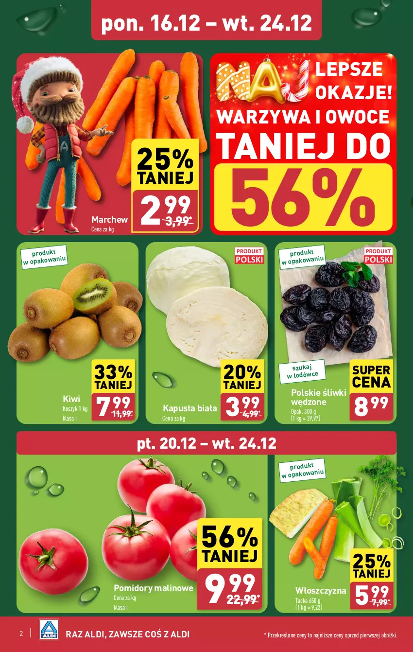 Gazetka promocyjna Aldi - Pełna oferta - ważna 16.12 do 24.12.2024 - strona 2 - produkty: Kiwi, Kosz, Owoce, Pomidory, Warzywa, Warzywa i owoce