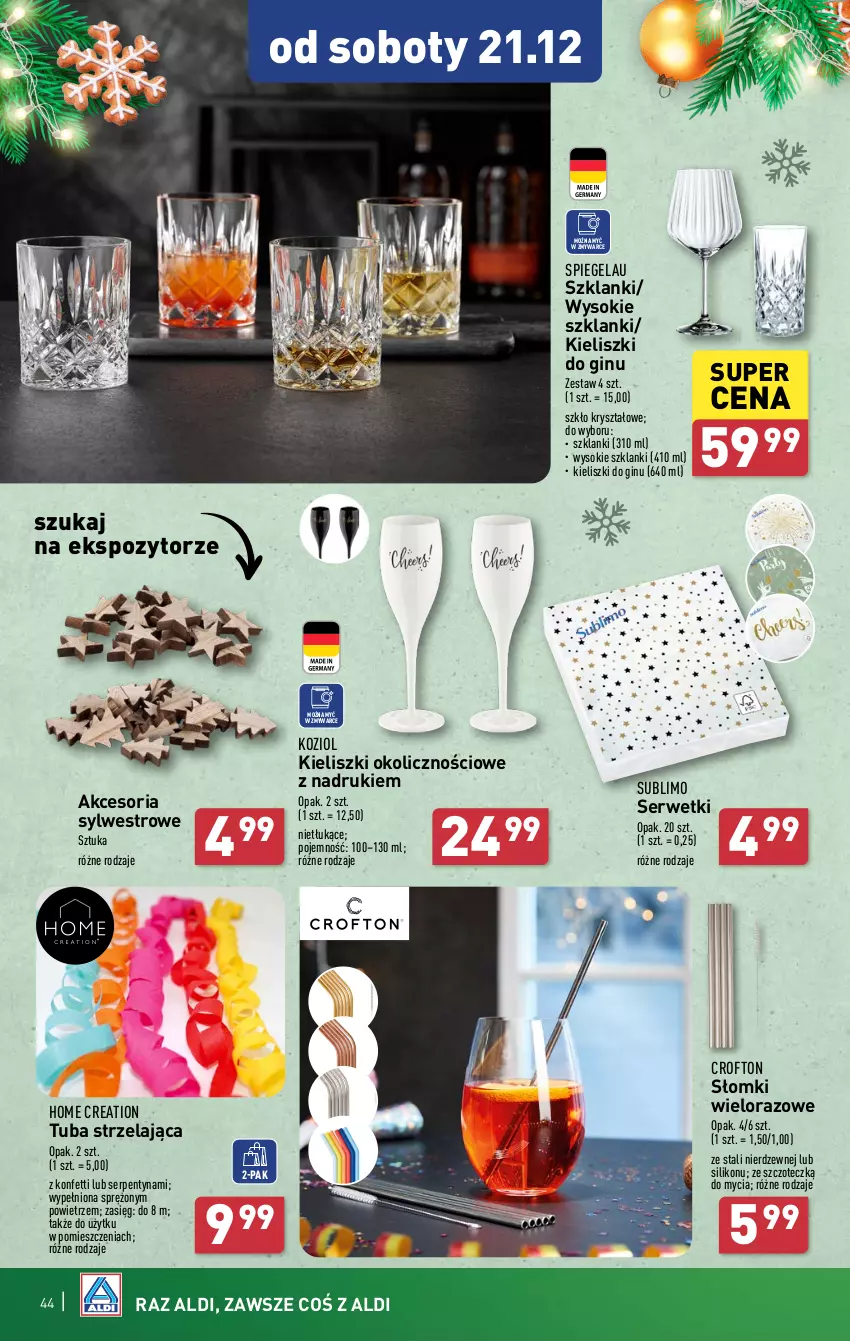 Gazetka promocyjna Aldi - Pełna oferta - ważna 16.12 do 24.12.2024 - strona 44 - produkty: Gin, Lanki, Ser, Serwetki, Sok