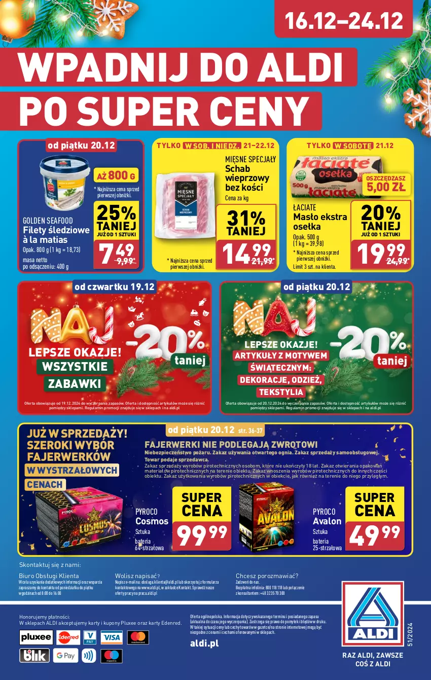 Gazetka promocyjna Aldi - Pełna oferta - ważna 16.12 do 24.12.2024 - strona 48 - produkty: Bateria, Biuro, Fa, Golden Seafood, Masło, Mięsne specjały, O nas, Piec, Por, Schab wieprzowy