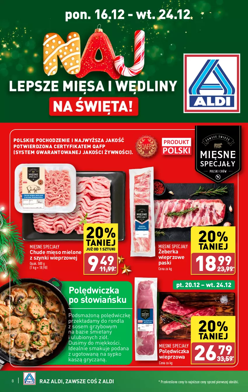 Gazetka promocyjna Aldi - Pełna oferta - ważna 16.12 do 24.12.2024 - strona 8 - produkty: Gry, Mięsne specjały, Mięso, Mięso mielone, Mięso mielone z szynki, Polędwiczka wieprzowa, Sos