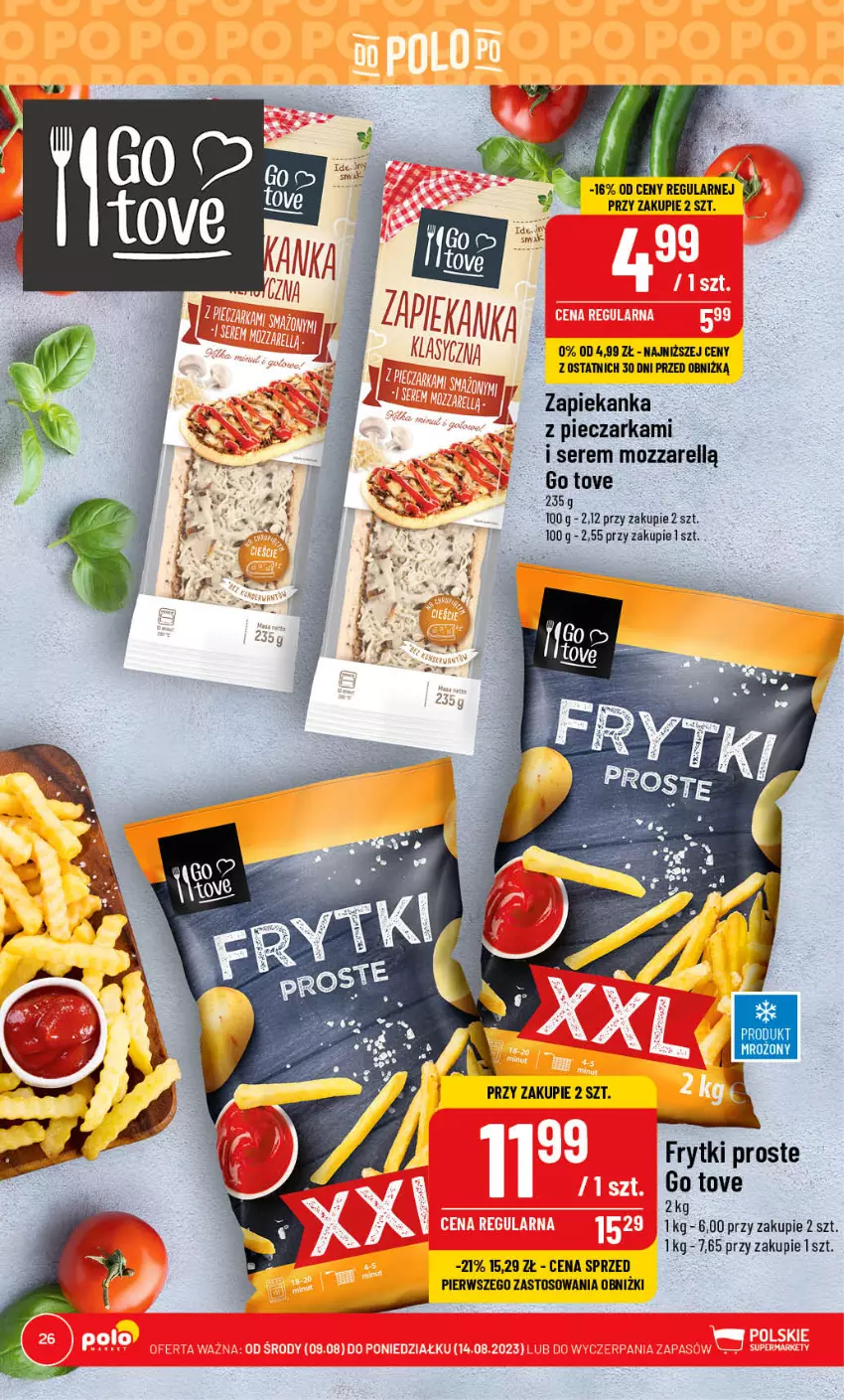 Gazetka promocyjna PoloMarket - Gazetka pomocyjna - ważna 09.08 do 14.08.2023 - strona 26 - produkty: Frytki, Piec, Pieczarka, Ser, Zapiekanka