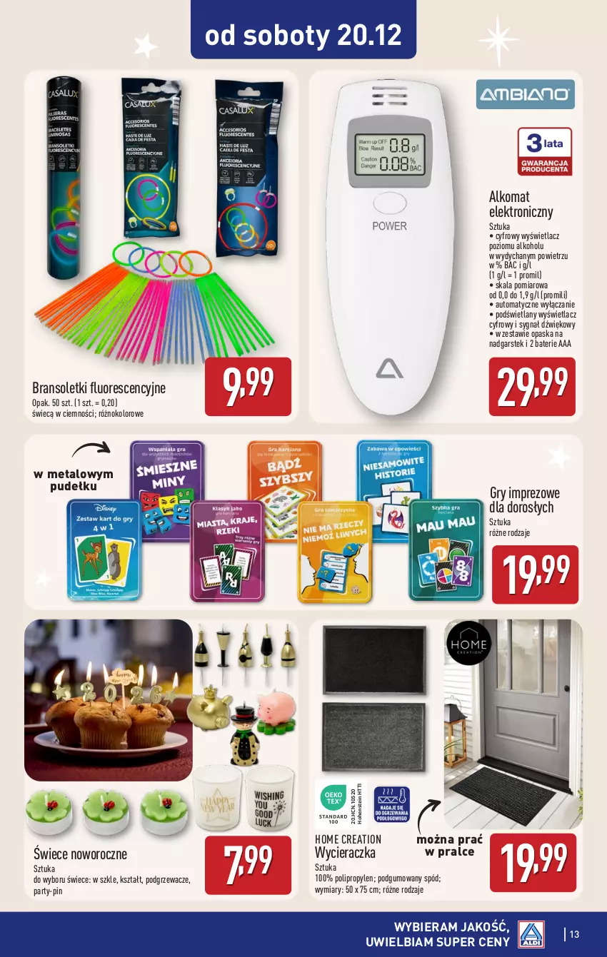 Gazetka promocyjna Aldi - Artykuły przemysłowe i tekstylia - ważna 17.12 do 20.12.2025 - strona 13 - produkty: Alkomat, Gry, Opaska, Podgrzewacze, Stek, Wycieraczka