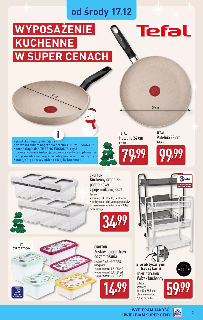 Gazetka promocyjna Aldi - Artykuły przemysłowe i tekstylia - ważna 17.12 do 20.12.2025 - strona 3 - produkty: Fa, Fusion, Haczyk, Organizer, Patelnia, Pojemnik, Tefal, Wózek