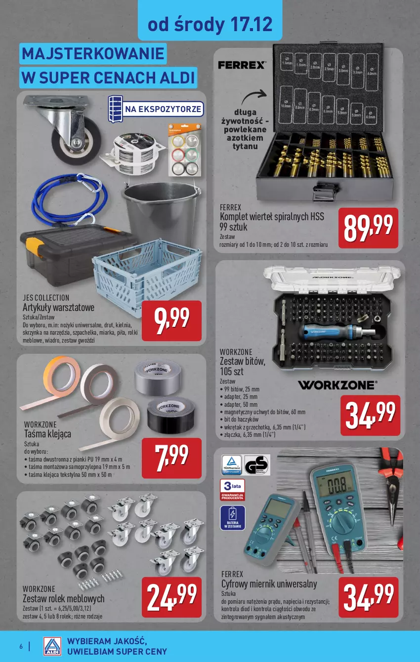 Gazetka promocyjna Aldi - Artykuły przemysłowe i tekstylia - ważna 17.12 do 20.12.2025 - strona 6 - produkty: Haczyk, Klej, Miarka, Mop, Noż, Rolki, Taśma montażowa, Tytan, Wiadro, Wkręt