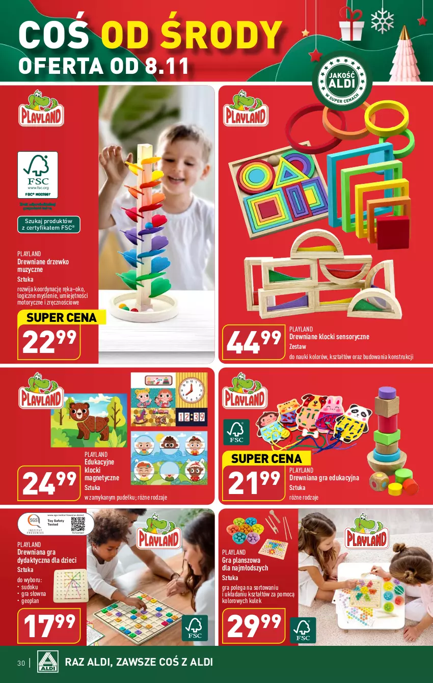 Gazetka promocyjna Aldi - Pełna oferta - ważna 06.11 do 10.11.2023 - strona 30 - produkty: Drewniane klocki, Dzieci, Gra, Klocki