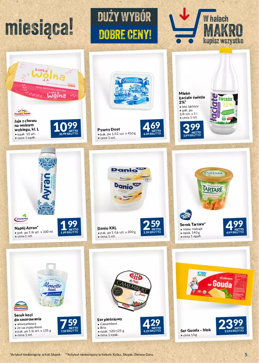 Gazetka promocyjna Makro - Najlepsze oferty - oferta z alkoholem - ważna 02.05 do 29.05.2023 - strona 5 - produkty: Brie, Camembert, Danio, Gouda, Jaja, Mleko, Napój, Ser, Serek, Tarta, Tartare