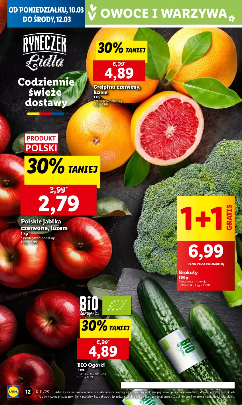 Gazetka promocyjna Lidl - GAZETKA - ważna 10.03 do 12.03.2025 - strona 12 - produkty: Brokuły, Gra, Grejpfrut, Jabłka, Owoce, Warzywa