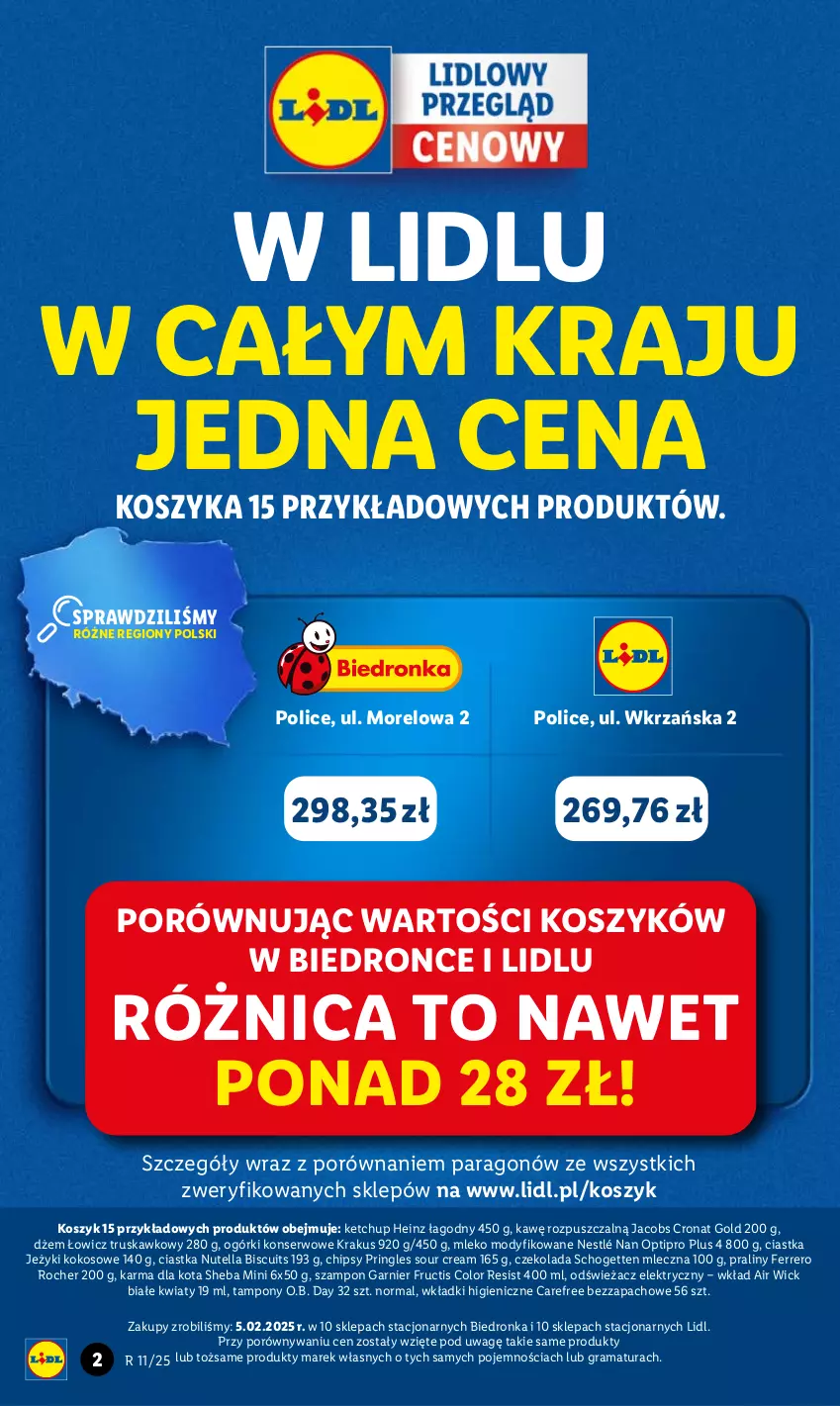 Gazetka promocyjna Lidl - GAZETKA - ważna 10.03 do 12.03.2025 - strona 2 - produkty: Air Wick, Carefree, Chipsy, Ciastka, Czekolada, Dron, Dżem, Ferrero, Ferrero Rocher, Fructis, Garnier, Gra, Heinz, Jacobs, Jeżyki, Ketchup, Kokos, Kosz, Krakus, Mleko, Mleko modyfikowane, NAN Optipro, Nestlé, Nutella, O.B., Ogórki konserwowe, Por, Praliny, Pringles, Rama, Schogetten, Ser, Sheba, Szampon, Tampony, Wkładki