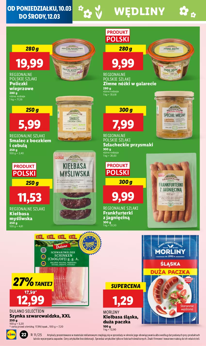 Gazetka promocyjna Lidl - GAZETKA - ważna 10.03 do 12.03.2025 - strona 24 - produkty: Dulano, Frankfurterki, Gala, Kiełbasa, Kiełbasa śląska, Morliny, Przysmaki, Smalec, Szynka