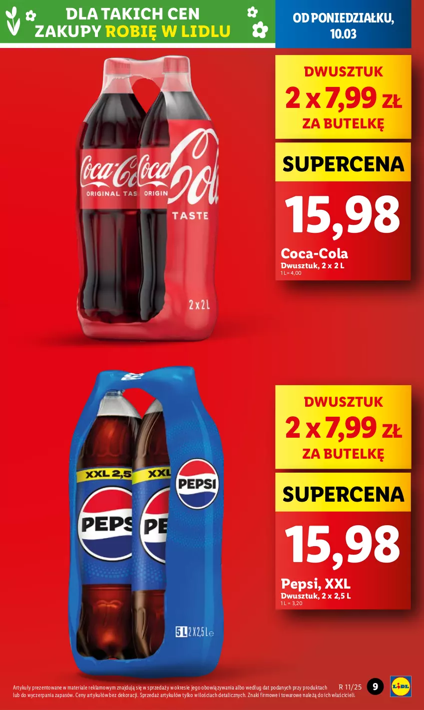 Gazetka promocyjna Lidl - GAZETKA - ważna 10.03 do 12.03.2025 - strona 9 - produkty: Coca-Cola, Pepsi