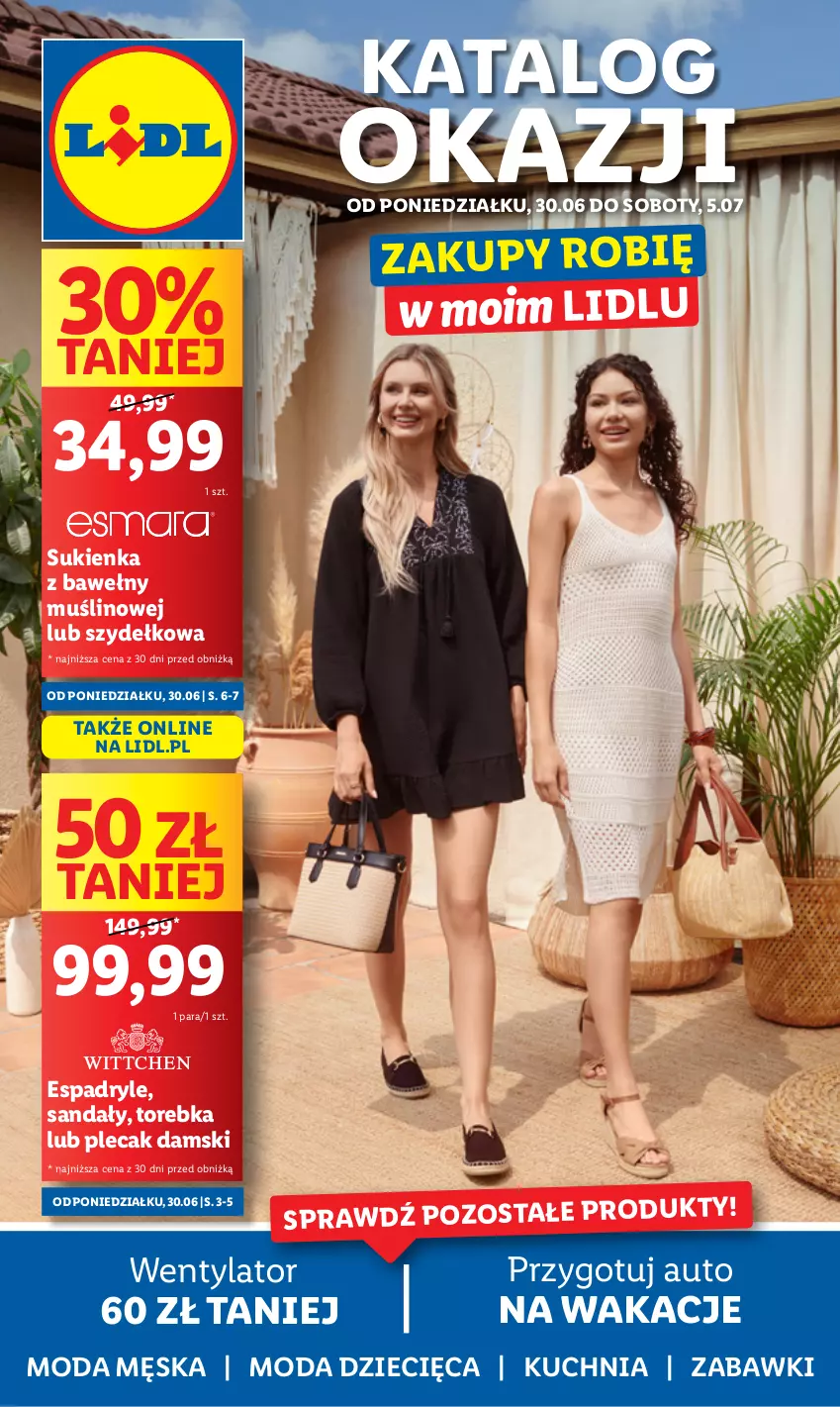 Gazetka promocyjna Lidl - GAZETKA - ważna 30.06 do 05.07.2025 - strona 1 - produkty: Dzieci, Kuchnia, Moda, Plecak, Sandał, Sukienka, Torebka