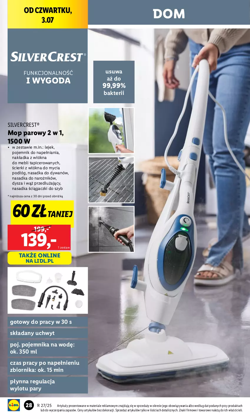 Gazetka promocyjna Lidl - GAZETKA - ważna 30.06 do 05.07.2025 - strona 28 - produkty: Dywan, Mop, Mop parowy, Narożnik, Pojemnik, Silvercrest