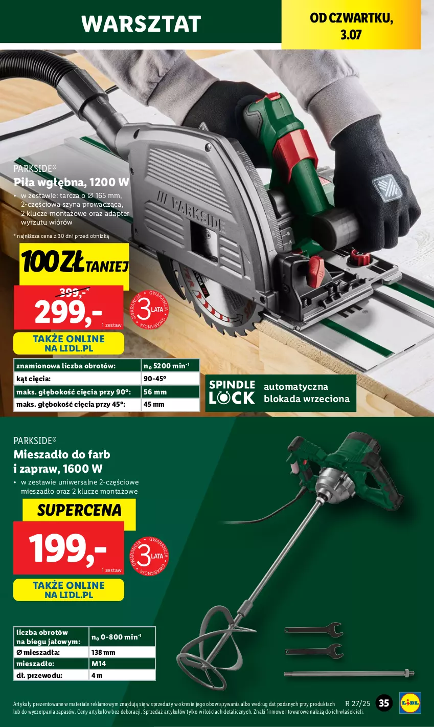 Gazetka promocyjna Lidl - GAZETKA - ważna 30.06 do 05.07.2025 - strona 37 - produkty: Fa, Mieszadło, Parkside, Szyna