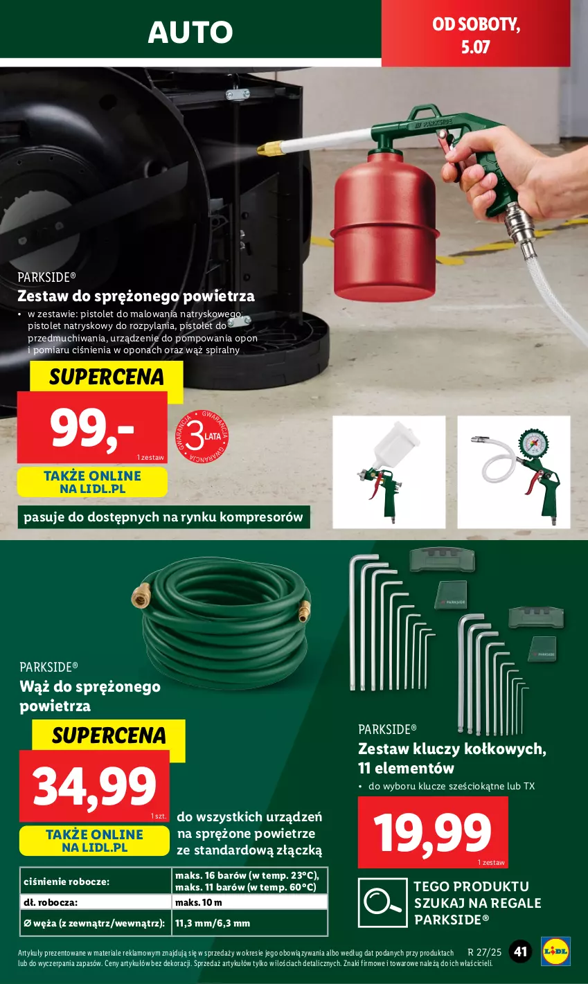 Gazetka promocyjna Lidl - GAZETKA - ważna 30.06 do 05.07.2025 - strona 43 - produkty: Kompresor, Parkside, Pistolet, Zestaw kluczy
