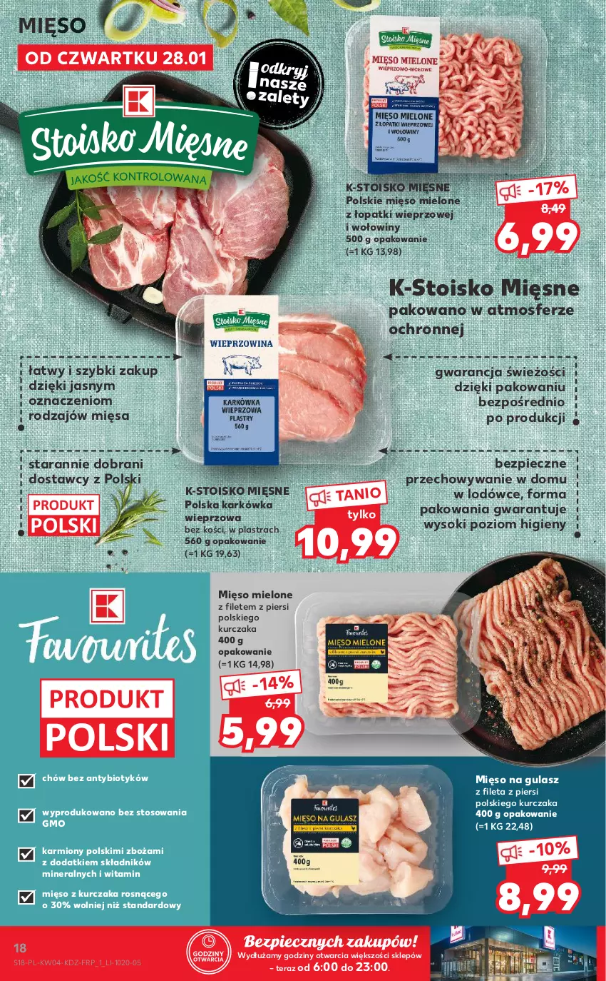 Gazetka promocyjna Kaufland - Tylko Bałwan Przepłaca - ważna 28.01 do 03.02.2021 - strona 18 - produkty: Karkówka wieprzowa, Karmi, Kurczak, Mięso, Mięso mielone, Mięso mielone z łopatki wieprzowej, Mięso na gulasz, Piec, Sok, Tera