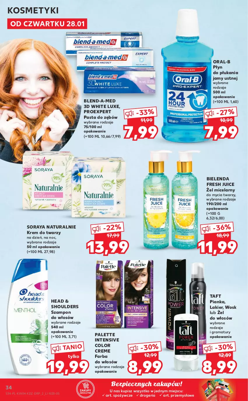 Gazetka promocyjna Kaufland - Tylko Bałwan Przepłaca - ważna 28.01 do 03.02.2021 - strona 34 - produkty: Bielenda, Blend-a-Med, Color Creme, Fa, Farba do włosów, Gra, Krem do twarzy, Lakier, Palette, Pasta do zębów, Piec, Płyn do płukania, Płyn do płukania jamy ustnej, Rama, Szampon, Taft