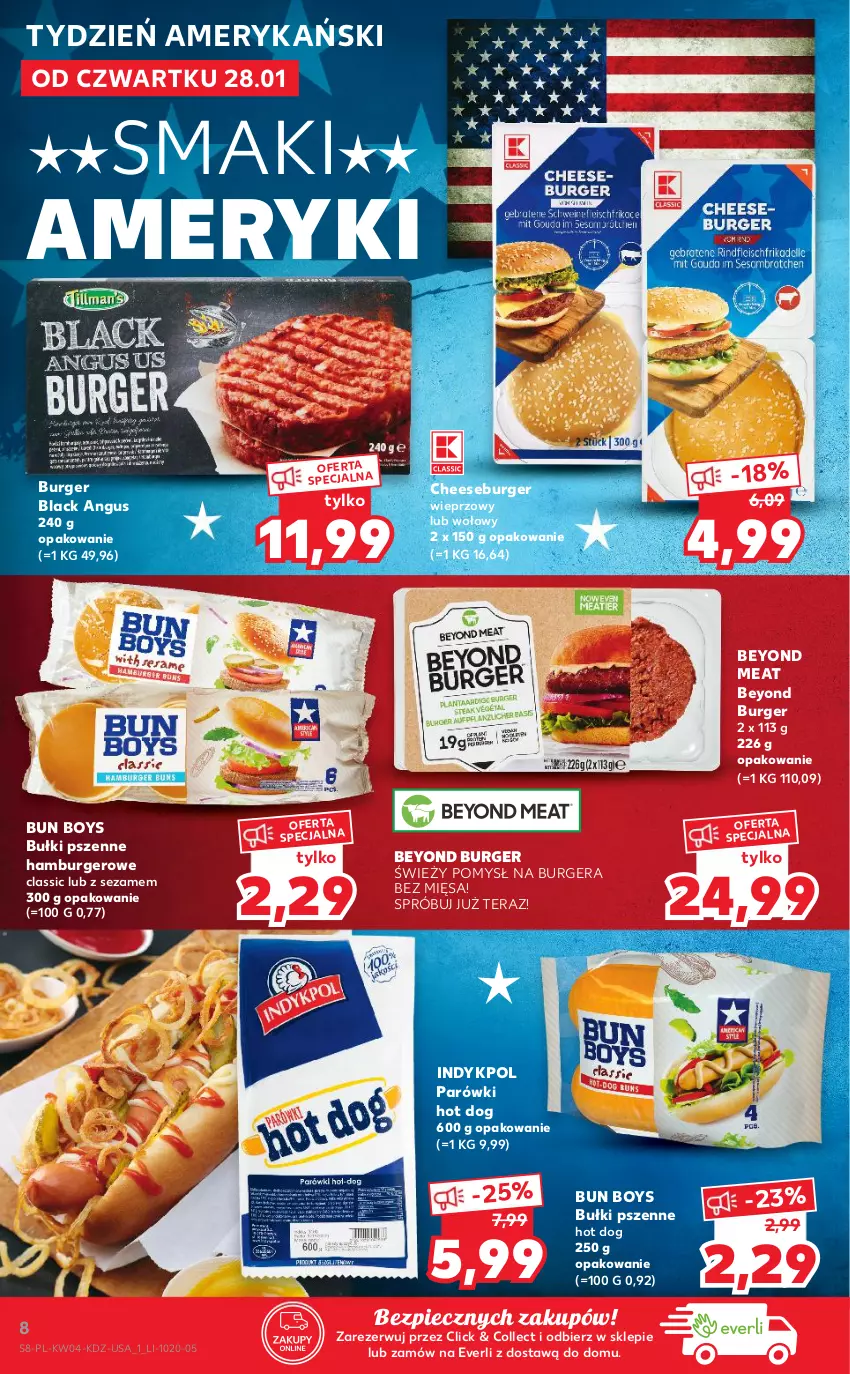 Gazetka promocyjna Kaufland - Tylko Bałwan Przepłaca - ważna 28.01 do 03.02.2021 - strona 8 - produkty: Burger, Hamburger, Hot dog, Lack, Parówki, Parówki hot dog, Piec, Sezam, Tera