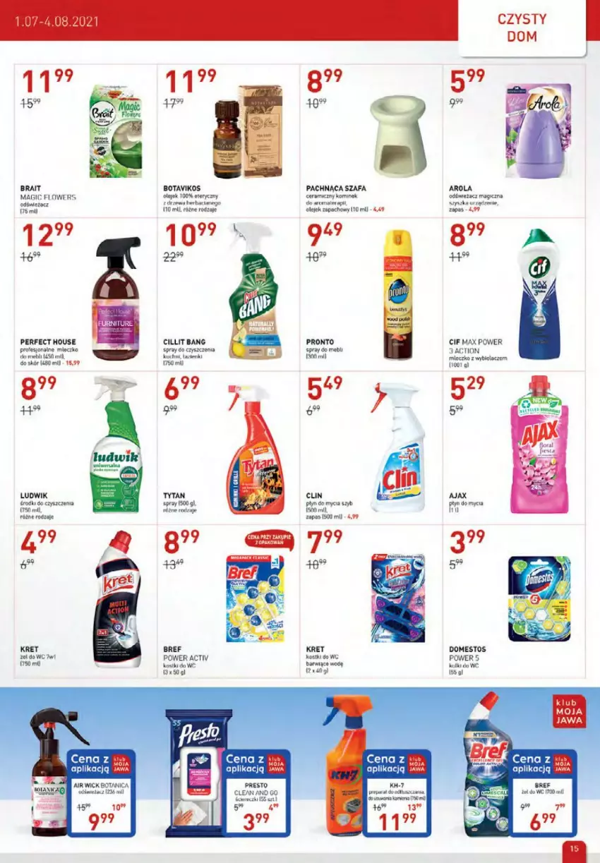 Gazetka promocyjna Drogerie Jawa - ważna 01.07 do 04.08.2021 - strona 15 - produkty: Ajax, Bref, Cif, Cillit Bang, Clin, Fa, Kret, Kulki do wc, LG, Ludwik, Mleczko, Olej, Płyn do mycia, Pronto, Szafa, Tytan, Wella