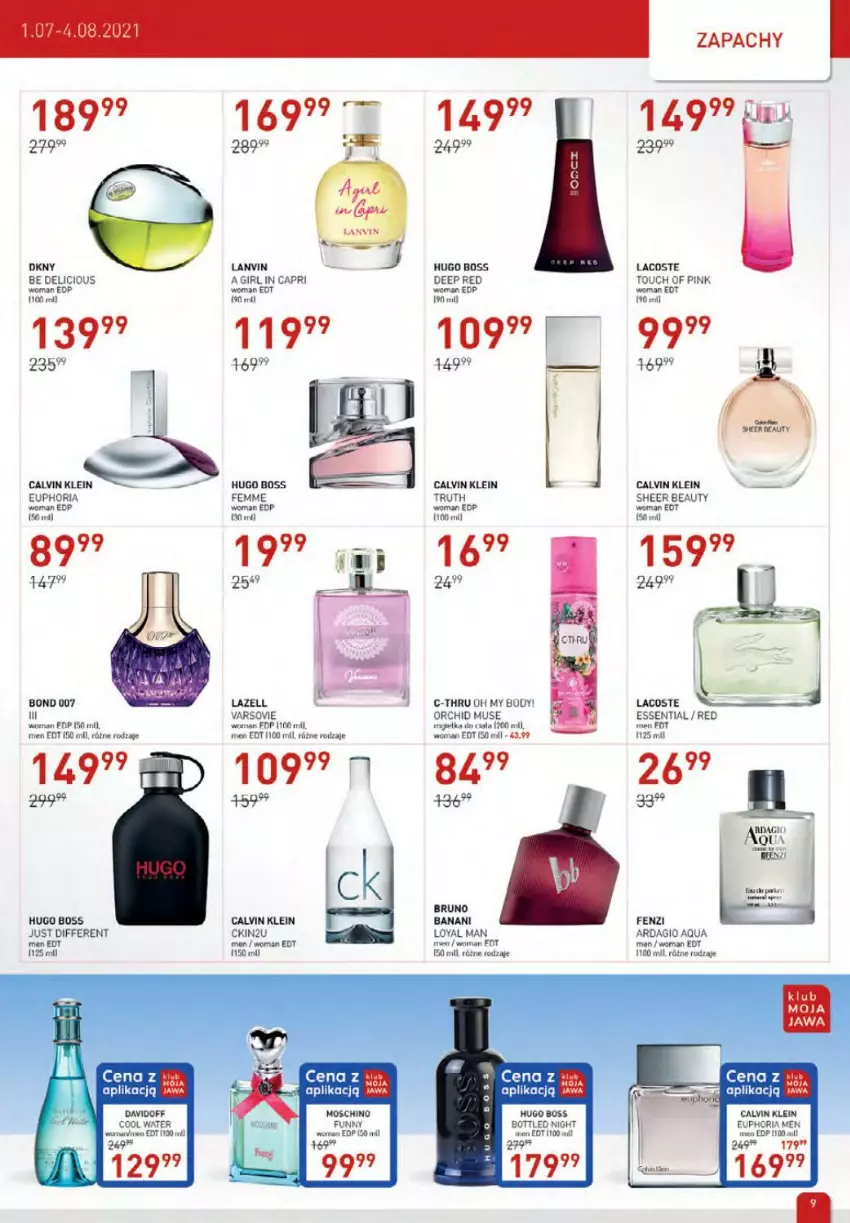 Gazetka promocyjna Drogerie Jawa - ważna 01.07 do 04.08.2021 - strona 9 - produkty: Body, C-Thru, Calvin Klein, Davidoff, DKNY, Hugo Boss, Lacoste, Lanvin, Lazell, LG, Moschino, Mus