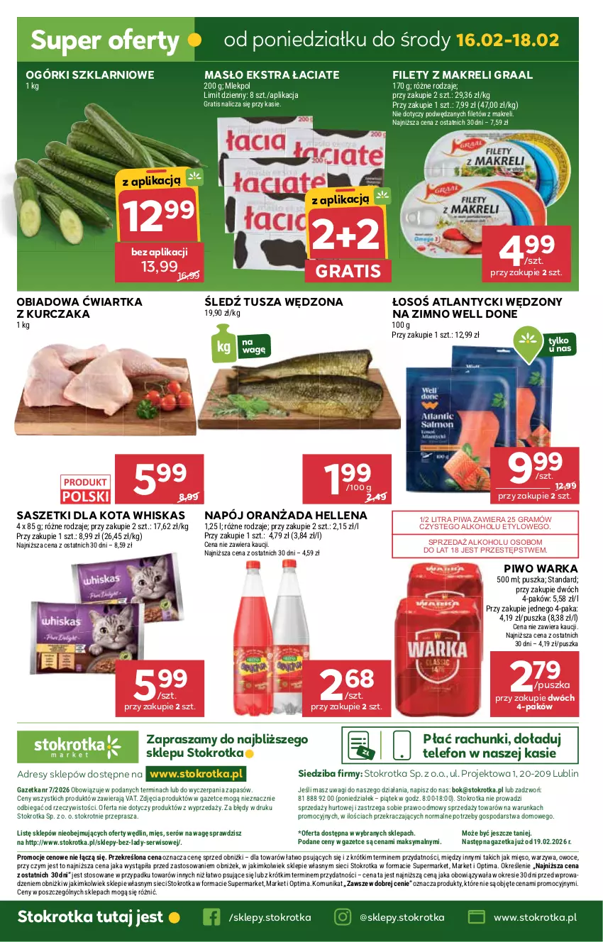 Gazetka promocyjna Stokrotka - Market - ważna 12.02 do 18.02.2026 - strona 28 - produkty: Dres, Gra, Graal, Hellena, JBL, Kurczak, Masło, Mięso, Napój, O nas, Optima, Oranżada, Owoce, Piwa, Piwo, Ser, Telefon, Tusz, Wagi, Warka, Warzywa, Whiskas