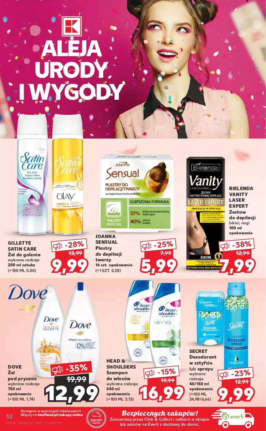 Gazetka promocyjna Kaufland - OFERTA TYGODNIA - ważna 01.07 do 07.07.2021 - strona 32 - produkty: Bielenda, Bikini, Dezodorant, Dove, Gillette, Joanna, Piec, Plastry do depilacji, Sati, Sensual, Ser, Szampon