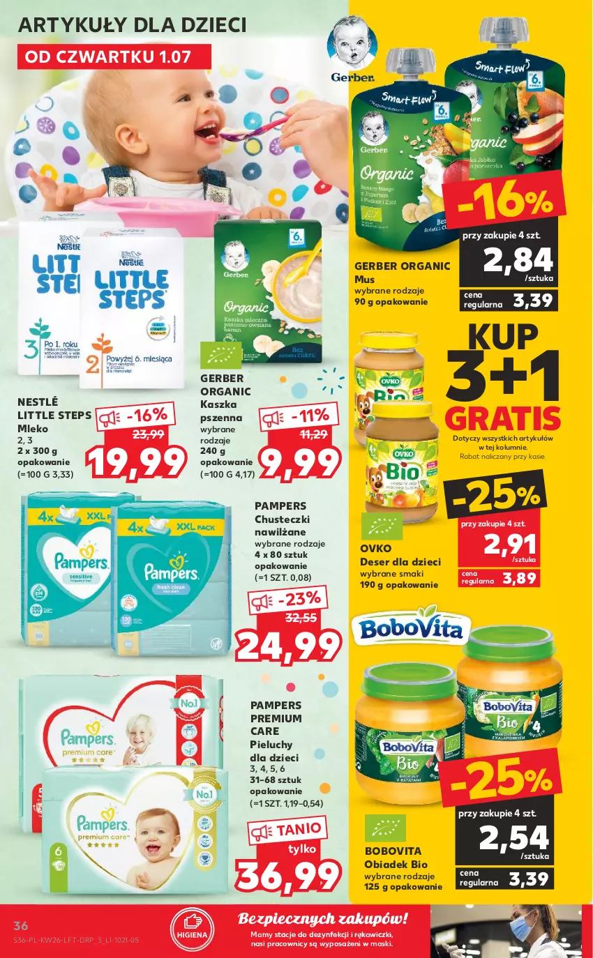 Gazetka promocyjna Kaufland - OFERTA TYGODNIA - ważna 01.07 do 07.07.2021 - strona 36 - produkty: BoboVita, Chusteczki, Deser, Dzieci, Gerber, Gra, Mleko, Mus, Nestlé, Pampers, Piec, Pieluchy, Ser