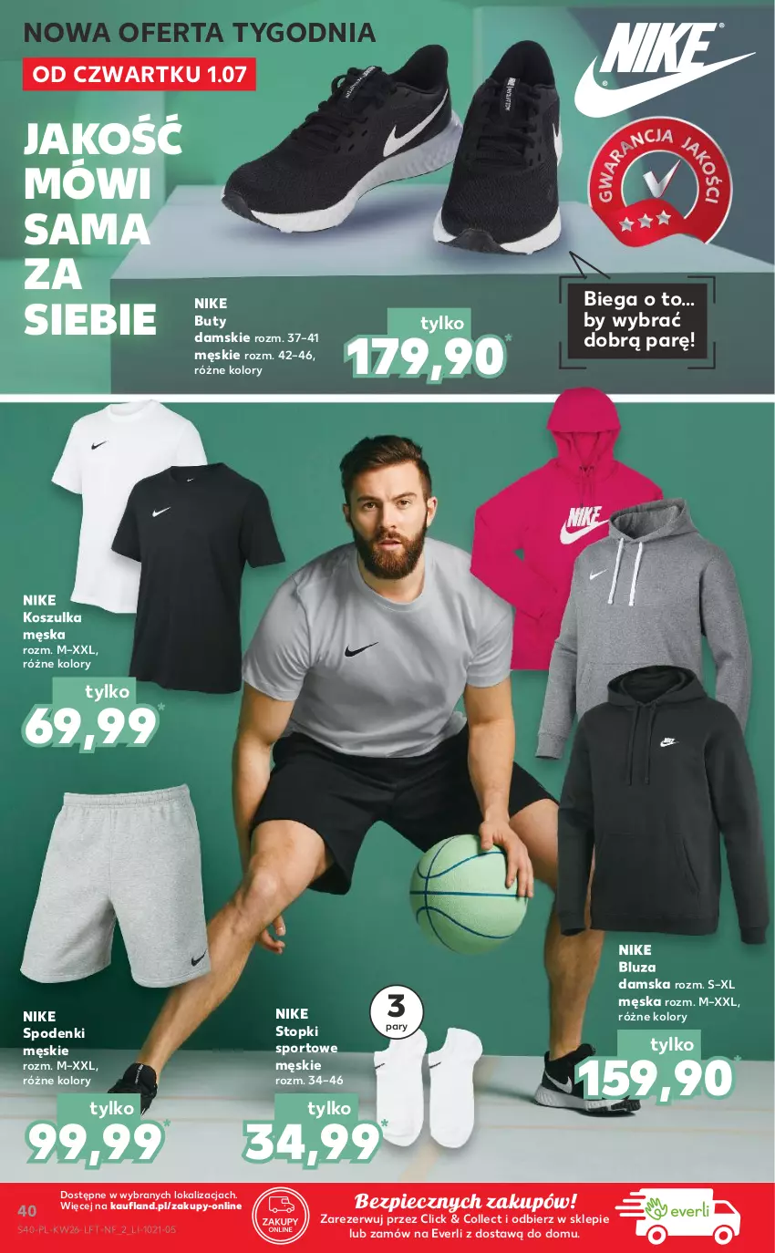 Gazetka promocyjna Kaufland - OFERTA TYGODNIA - ważna 01.07 do 07.07.2021 - strona 40 - produkty: Bluza, Buty, Kosz, Koszulka, Nike, Piec, Por, Sport, Stopki sportowe, Top