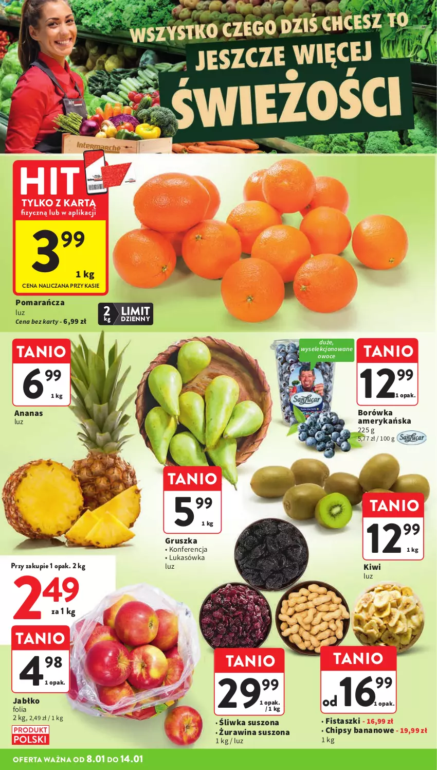 Gazetka promocyjna Intermarche - Gazetka Intermarche - ważna 08.01 do 14.01.2026 - strona 10 - produkty: Ananas, Borówka, Borówka amerykańska, Chipsy, Kiwi, Owoce