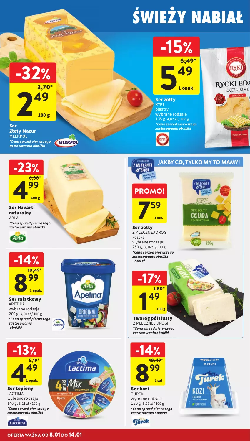 Gazetka promocyjna Intermarche - Gazetka Intermarche - ważna 08.01 do 14.01.2026 - strona 18 - produkty: Havarti, Sałat, Ser, Ser kozi, Ser topiony, Top, Twaróg, Twaróg półtłusty, Złoty Mazur