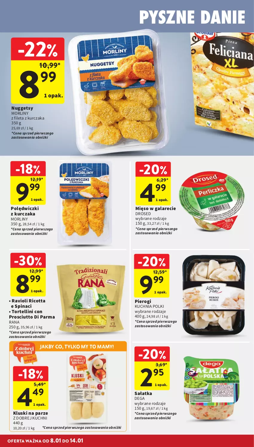 Gazetka promocyjna Intermarche - Gazetka Intermarche - ważna 08.01 do 14.01.2026 - strona 20 - produkty: Dega, Gala, Kluski na parze, Kuchnia, Kurczak, Mięso, Mięso w galarecie, Morliny, Pierogi, Polędwiczki z kurczaka, Prosciutto, Ricotta, Sałat, Sałatka