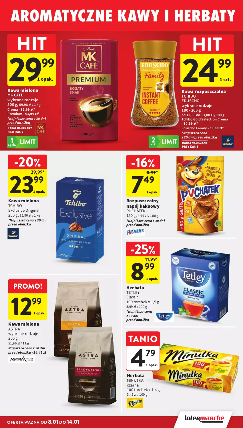 Gazetka promocyjna Intermarche - Gazetka Intermarche - ważna 08.01 do 14.01.2026 - strona 31 - produkty: Fa, Gin, Herbata, Kakao, Kawa, Kawa mielona, Kawa rozpuszczalna, Napój, Tchibo, Tetley