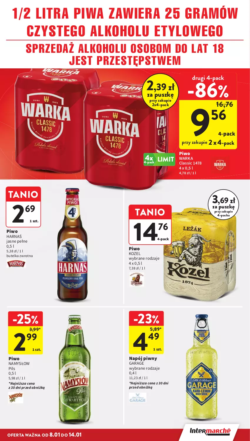 Gazetka promocyjna Intermarche - Gazetka Intermarche - ważna 08.01 do 14.01.2026 - strona 33 - produkty: Gra, Harnaś, Kozel, Napój, Piwa, Piwo, Warka