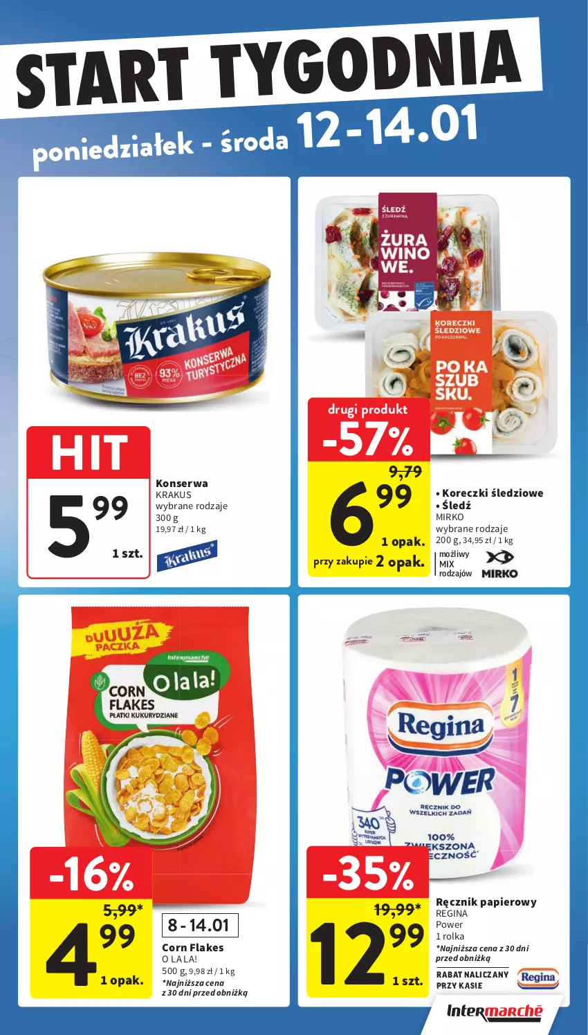 Gazetka promocyjna Intermarche - Gazetka Intermarche - ważna 08.01 do 14.01.2026 - strona 43 - produkty: Corn flakes, Gin, Koreczki śledziowe, Krakus, Papier, Ręcznik, Ser